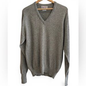 Vintage Ballantyne Cashmere V neck Sweater/ Jumper, Scotland, Grey / Large